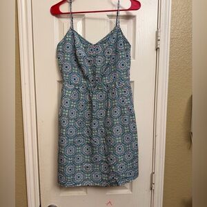 J. Crew Blue Mosaic Spaghetti-Strap Mini Dress